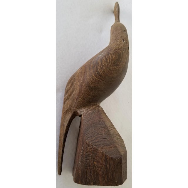 Mid-Century Modern Vintage Mid 20th Century Brown Hand Carved Wood Quail Bird For Sale - Image 3 of 7