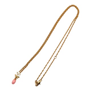 Conch Pearl Diamond 18k Yellow Gold Drop Pendant Necklace For Sale