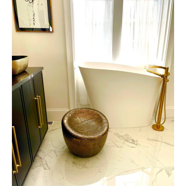 Mid-Century Modern 1980s Modern Ceramic Textured Stool, Two Available For Sale - Image 3 of 11