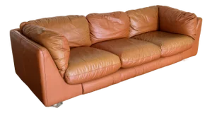 Vintage 1970's Cognac Leather Sofa