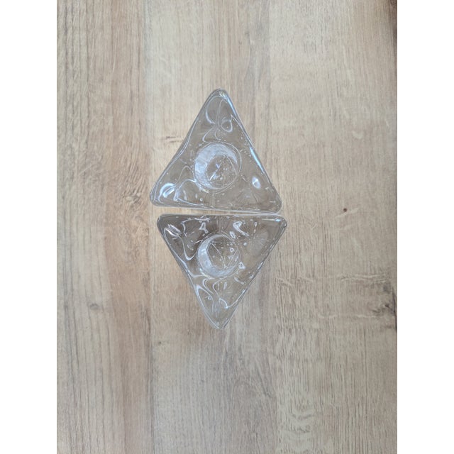 Glass Pair of Ittala Finland Timo Sarpaneva Arkipelago Ice Block Glass Candle Holders MCM For Sale - Image 7 of 8