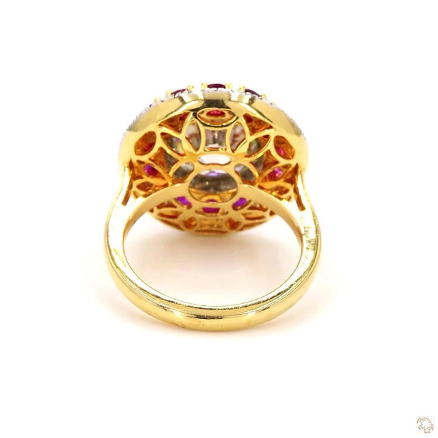 Early 21st Century 3.79 Carat Round Brilliant Cut Diamond Ruby Gold Ring, Size 6.5 For Sale - Image 5 of 9