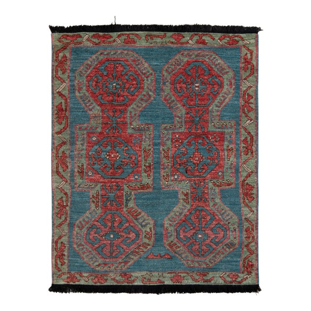 Rug & Kilim Tribal Style Rug, Red and Blue Geometric Pattern, 8x9 For Sale