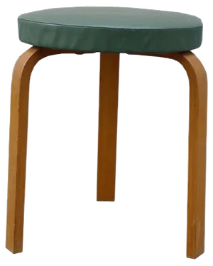 Vintage Minimalist Model 60 Stool with Green Leatherette by Alvar Aalto for Artek