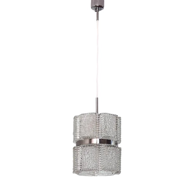 Mid-Century Modern Textured Crystal Chandelier from Kaiser Leuchten, Germany, 1960 For Sale