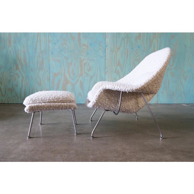 1960s 1960s White Attributed Knoll Womb Chair and Ottoman Holly Hunt Eero Saarinen Mid Century Modern For Sale - Image 5 of 13