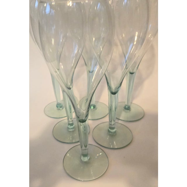 Vintage Sea Glass Green Goblets - Set of Six For Sale - Image 4 of 11