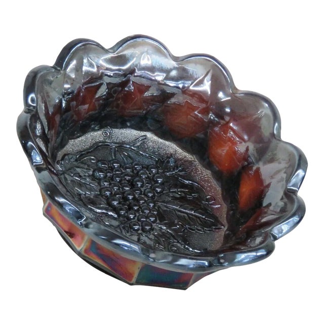 Imperial Purple Carnival Glass Grape Berry Bowl Dish For Sale