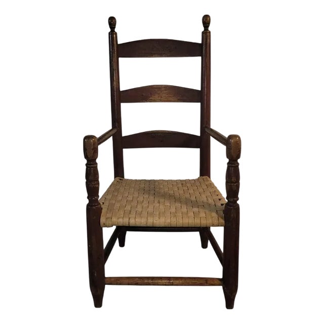 19thc Childs Ladder Back Chair in Original Paint For Sale