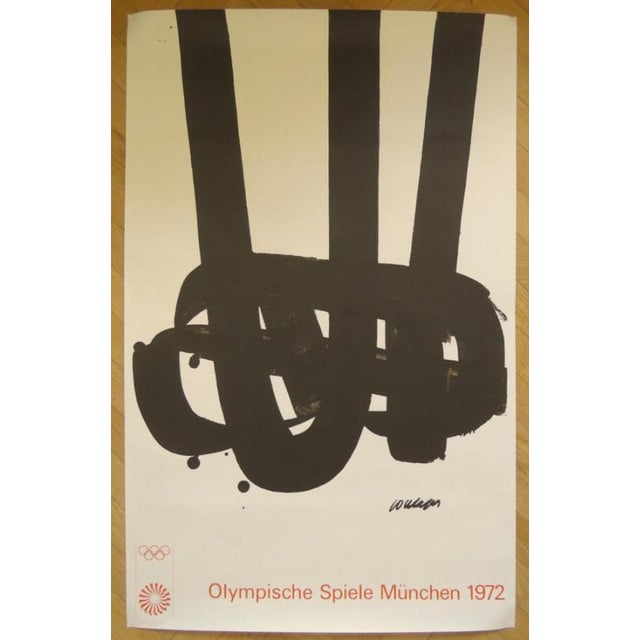 Soulages pierre (1919-2022) original lithograph poster 1972, produced for the munich olympic games. after lithograph n°29...