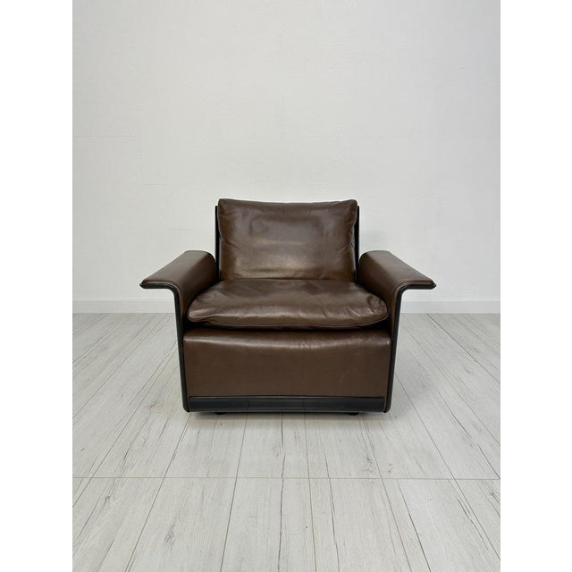 Mid-Century Modern Vintage Black Leather Model 620 Lounge Chair by Dieter Rams for Vitsoe, 1970s For Sale - Image 3 of 8