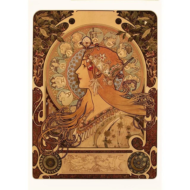 An excellent large First Edition poster after the original Poster for The Periodical "La Plume" (1896) by Alphonse Mucha,...
