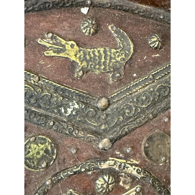 North African Brass Copper Wood Tuareg Large Charger For Sale - Image 11 of 12