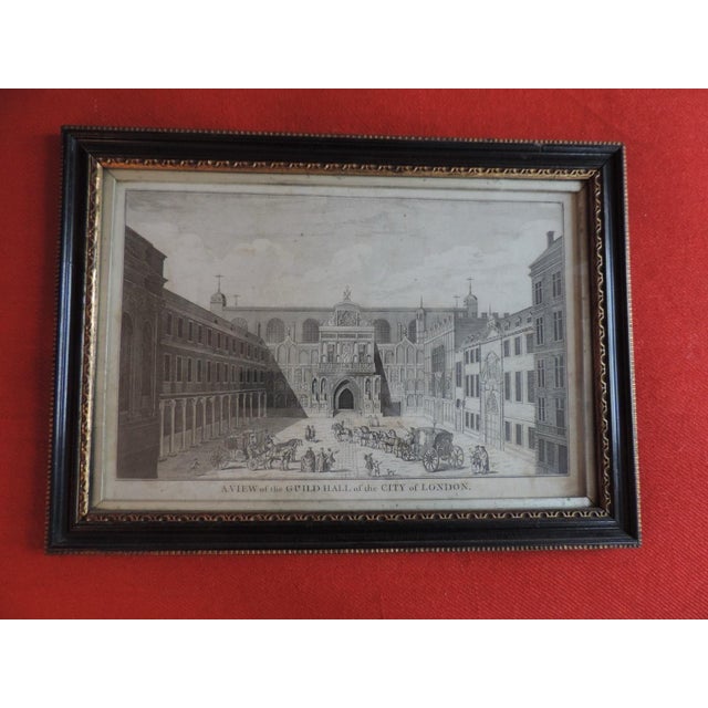 Antique 18th Century English George III Architectural Print in Hogarth Frame Guild Hall City of London For Sale In New York - Image 6 of 10
