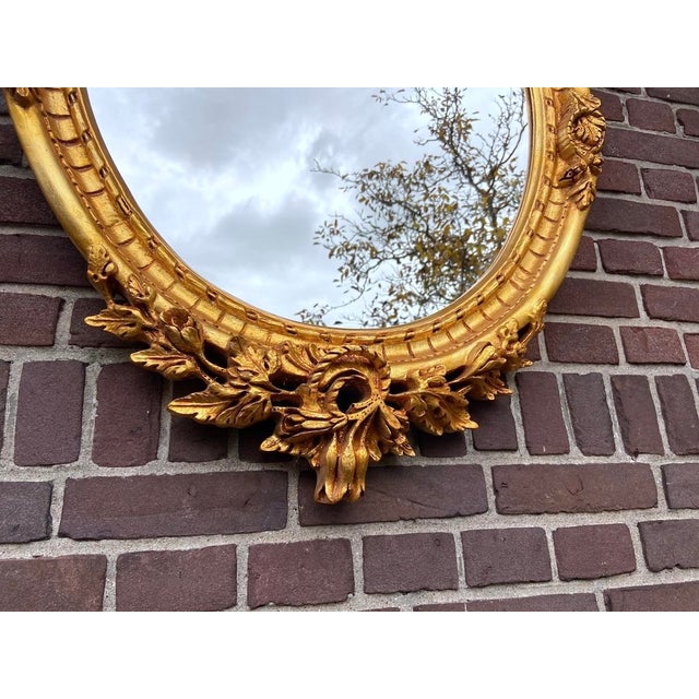 Late 20th Century 20thC Louis XVI Gilded Beech Oval Gold Leaf Wall Mirror For Sale - Image 5 of 18