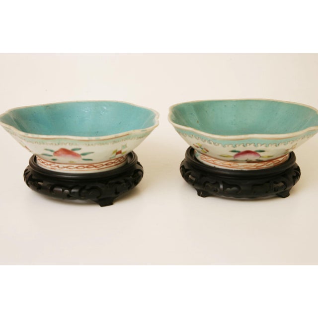 Late 19th Century Antique Chinese Peranakan Offering Bowls, a Pair - Circa 1871-1900 For Sale - Image 5 of 7