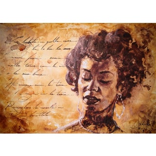 Nayomi by Christopher Clark | Acrylic, watercolor, ink on paper mounted on wood panel portrait of a woman For Sale