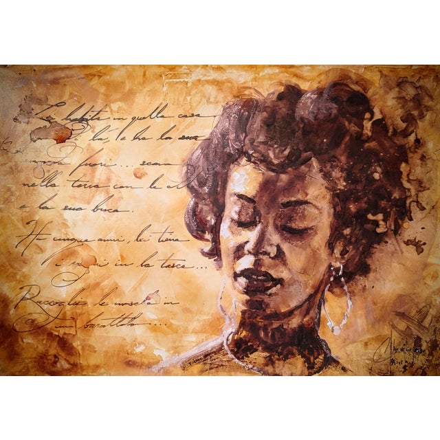 Nayomi by Christopher Clark | Acrylic, watercolor, ink on paper mounted on wood panel portrait of a woman For Sale