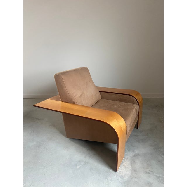 Postmodern Lounge Chairs by Artedi, Maple Wood & Velvet, 1980s For Sale - Image 15 of 16