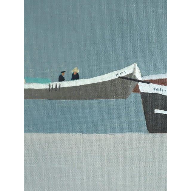 Mid-Century Modern 'Still Waters, Quiet Shore' Swedish Original Coastal Landscape Oil Painting, Framed For Sale - Image 9 of 13