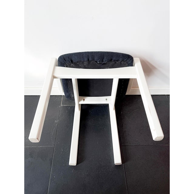 Vintage Modernist White Lacquered Wood Armchair with Dark Blue Upholstery, 1980s For Sale - Image 11 of 16