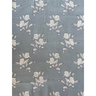 Alice Sergeant Linen Fabric - Fleur Sauvage Pattern - Blues 1 1/2 Yards For Sale