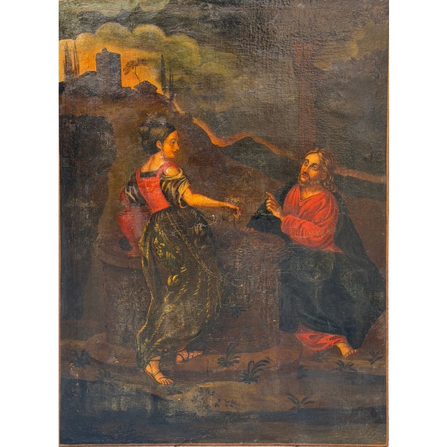 Jesus and the Samaritan Woman at the Well, 18th Century, Oil on Canvas For Sale - Image 3 of 3