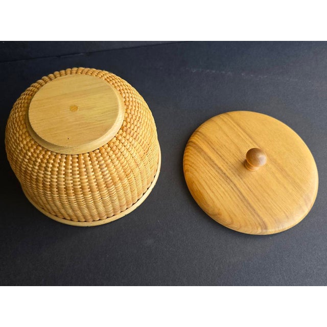 Nathan Taylor Nantucket Woven Basket Jar With Ash Wood Lid For Sale - Image 9 of 15