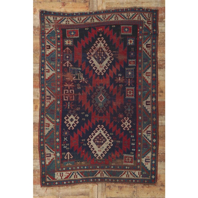 Red Late 19th Century Antique Caucasian Kazak Rug, 04'06 X 06'06 For Sale - Image 8 of 9