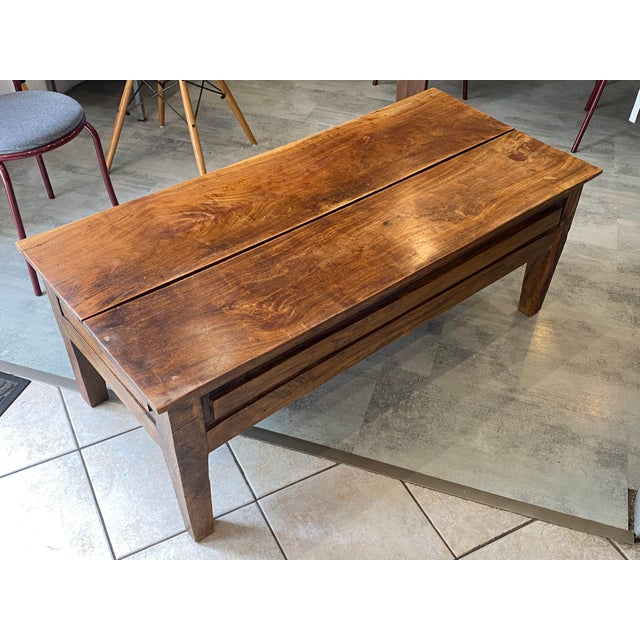Rustic Farmhouse Coffee Table in Wood with Two Drawers, 1930s For Sale - Image 14 of 18