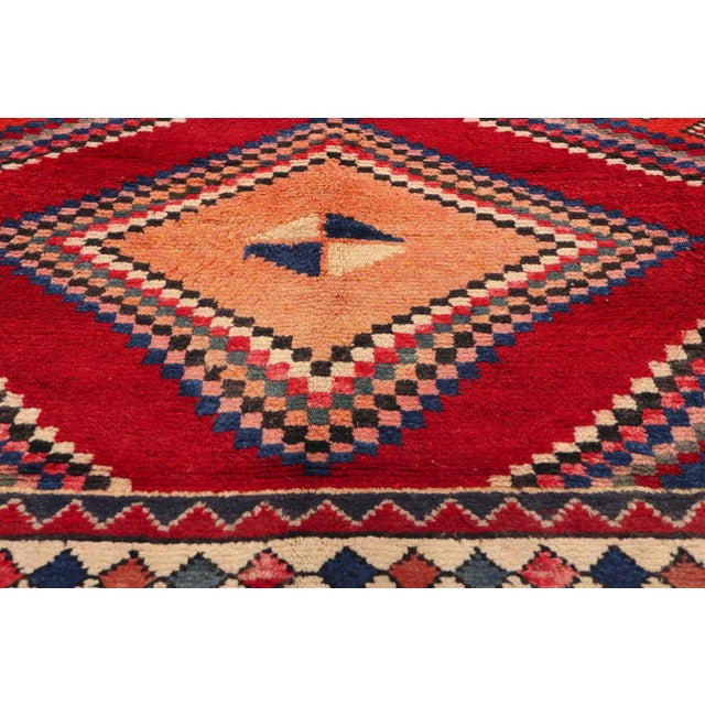 Mid 20th Century Vintage Persian Lori Diamond Medallion Rug - 06'06 X 08'10 For Sale - Image 5 of 9