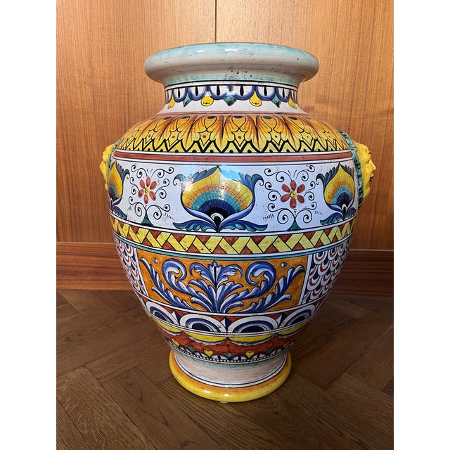 Floor Vase/Umbrella stand, hand painted terracotta -L'Antica Deruta, decor Made by L'Antica Deruta, a well-known...