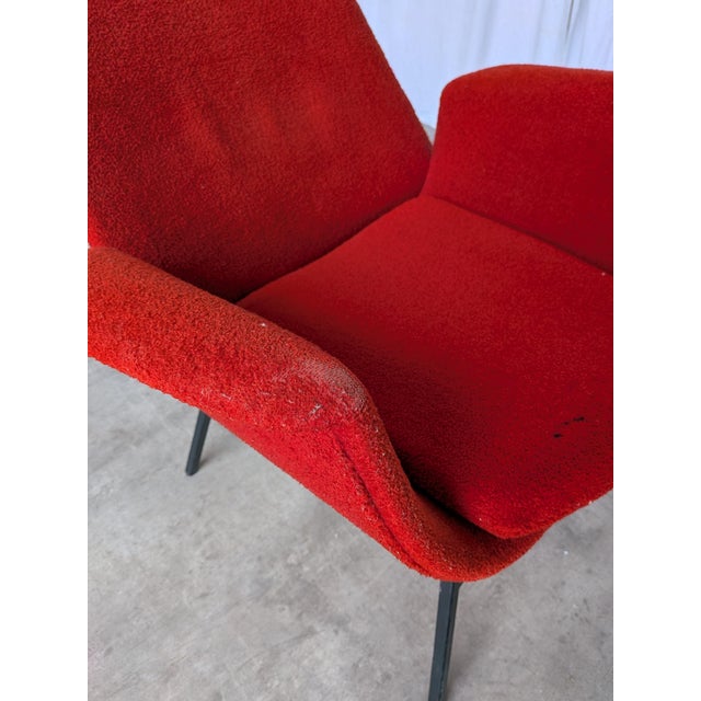 Metal Mid-Century Red Fabric Armchairs in style of Alvin Lustig, 1970s, Set of 2 For Sale - Image 7 of 18