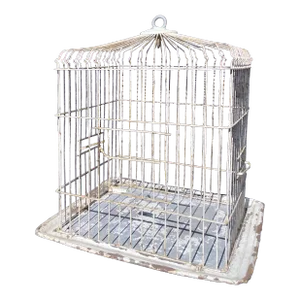 Vintage Metal Bird Cage With Distressed Paint