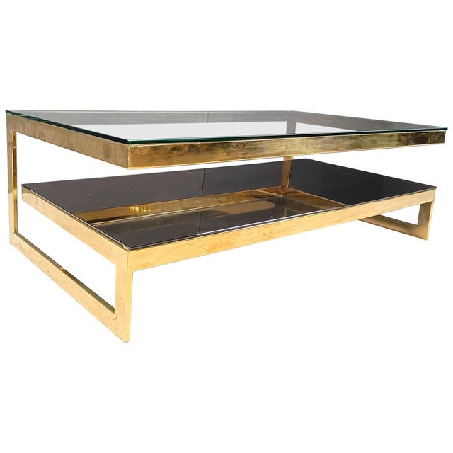 Vintage 23kt Gold 2-Tier Coffee Table from Belgochrom, 1970s For Sale - Image 11 of 11