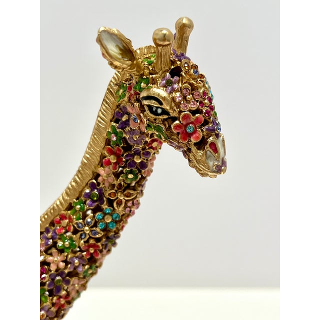 Jay Strongwater Goodwin Mille Fiori Giraffe Figurine Limited Edition 115/350 Swarovski Crystal Enamel 14k Gold Finish Pewter Luxury Collectible Decor For Sale In Detroit - Image 6 of 8