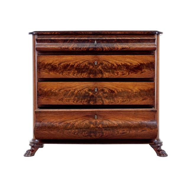 Mid 19th Century Danish Flame Mahogany Chest of Drawers, 1850 For Sale - Image 5 of 10