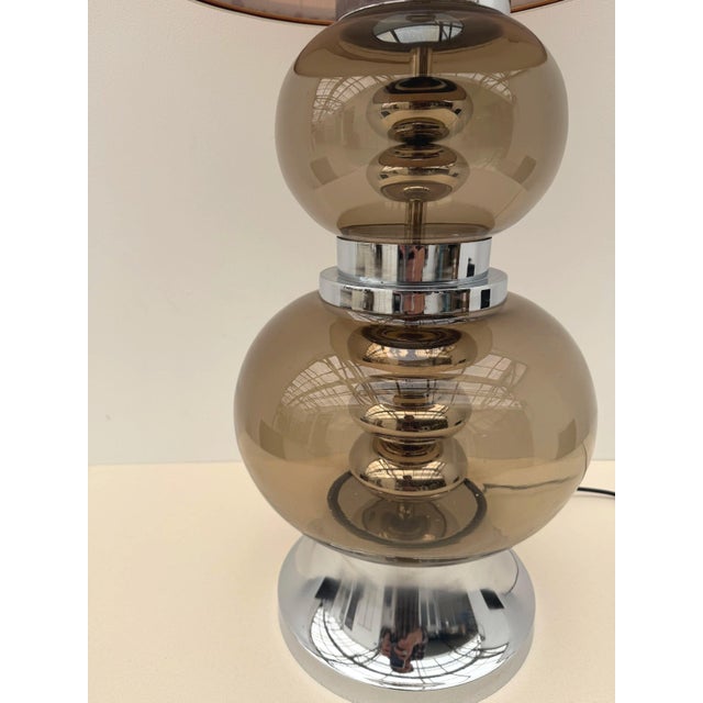 Modern Lamp in Smoked Glass and Chrome by Joseph Richard Essig, Germany, 1970s For Sale - Image 3 of 6
