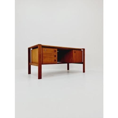 Brown Danish Teak Freestanding Desk by H.P. Hansen, Denmark, 1960s For Sale - Image 8 of 11