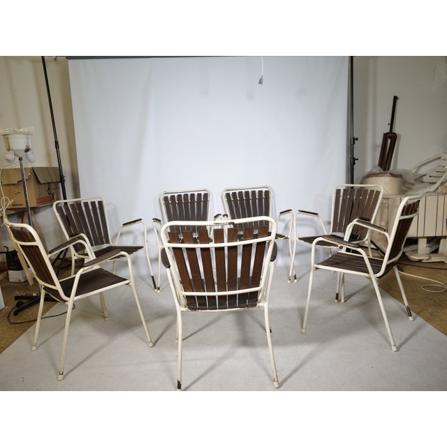 Mid-Century Modern Danish Garden Chairs in Metal and Teak, 1960s, Set of 7 For Sale - Image 11 of 15