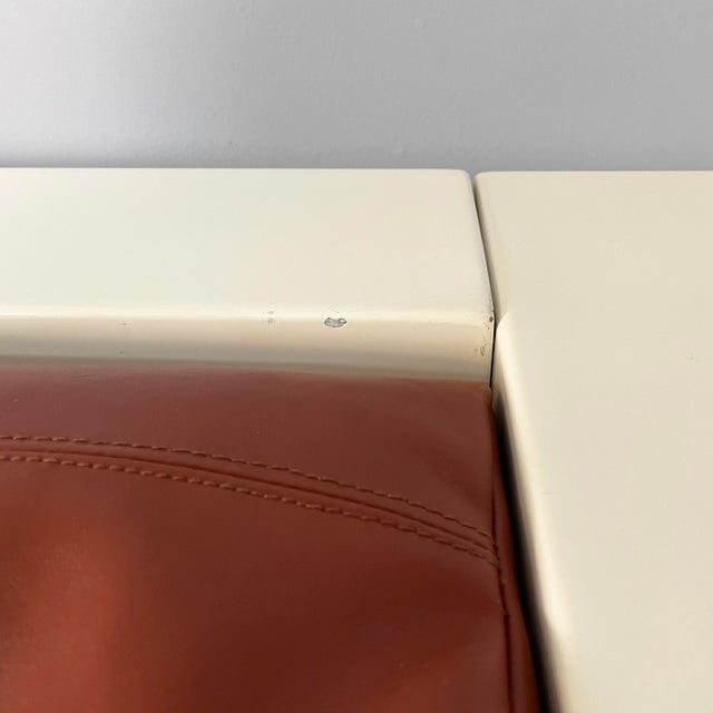 Italian Modern White Wood and Brown Leather Sofa by Massimo and Lella Vignelli for Poltronova, 1980s For Sale - Image 18 of 18