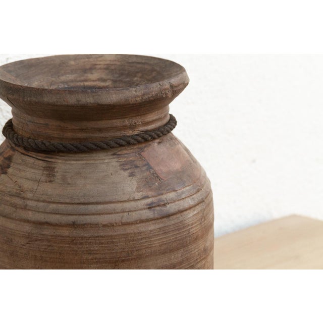 Vintage Bleached Wood Ghee Pot For Sale - Image 4 of 7
