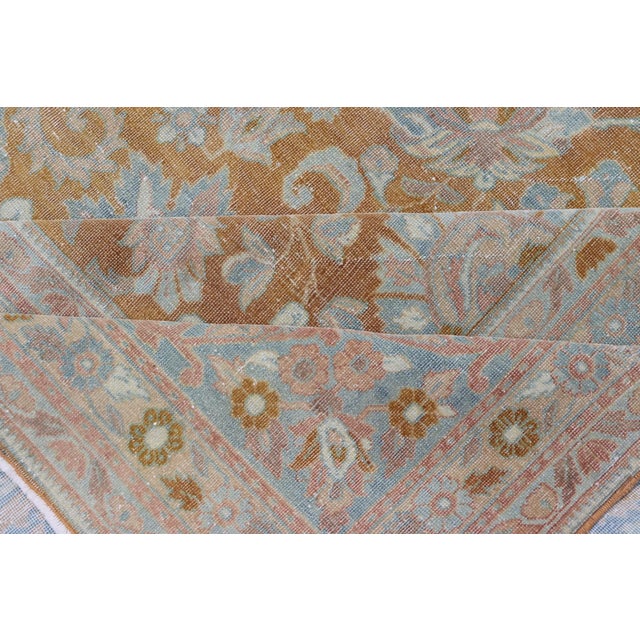Antique Indian Amritsar Rug in Light Orange/Saffron, Pink, Light Blue & Green 9'10 X 13'3 For Sale - Image 16 of 17