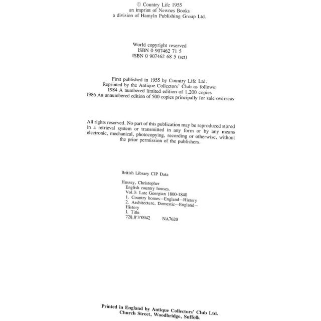HUSSEY, Christopher 3 volume book set. Early Georgian 1715-1760 [256] pp. Mid Georgian 1760-1800 [255] pp. Late Georgian...