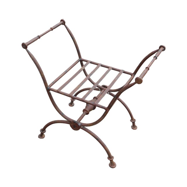 Neo-Classical Style X Base Iron Bench For Sale - Image 13 of 13