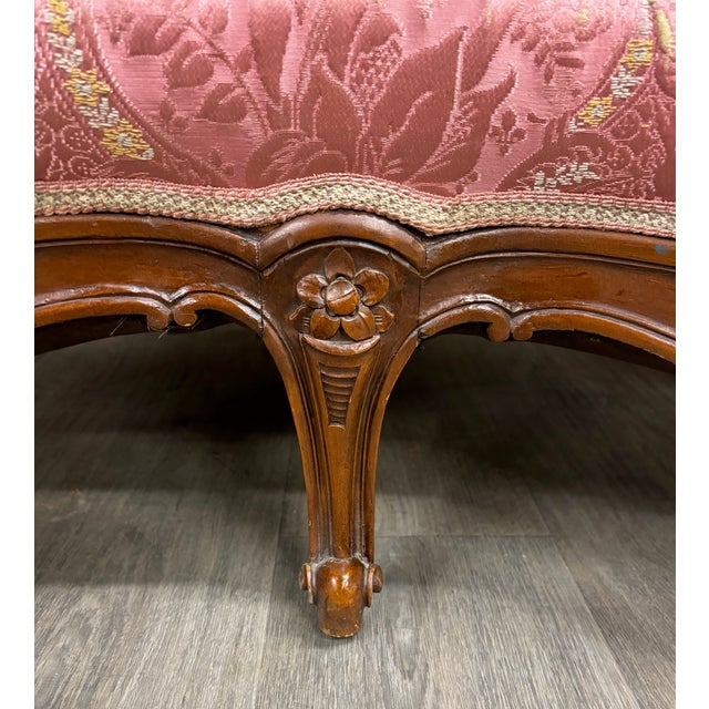 Antique Victorian Rococo Revival French Louis XV Carved Walnut Loveseat Settee For Sale - Image 11 of 16