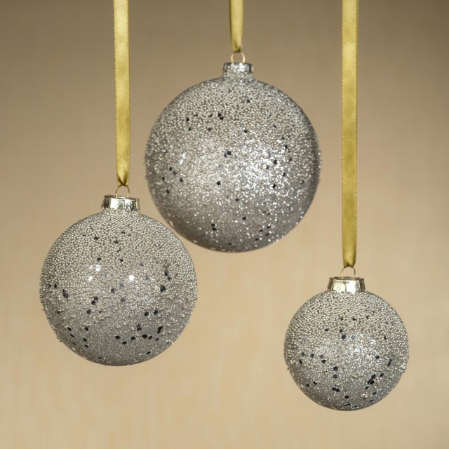 Contemporary Livia Beaded Glass 4.75" Ball Ornaments, Set of 4 For Sale - Image 3 of 3