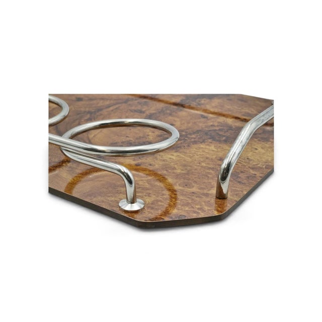 Wood Briar Wood Tray with Bottle Holder, 1970s For Sale - Image 7 of 11