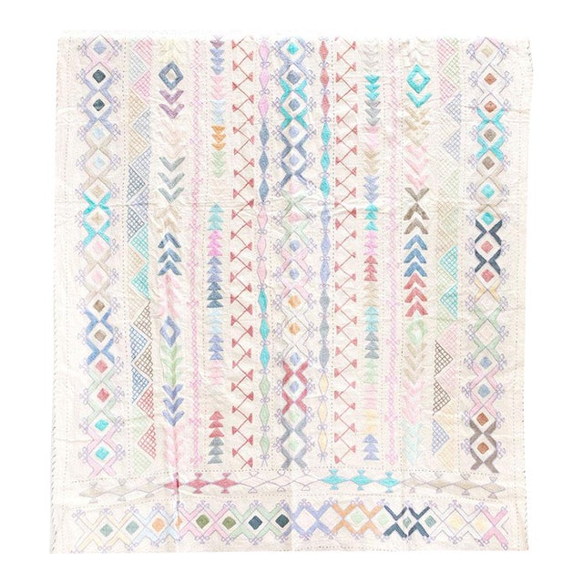Kaleidoscope Hand-Stitched Cotton Tribal Kantha Throw For Sale