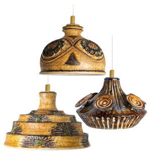 Danish Yellow Ceramic Pendant Light, 1970
